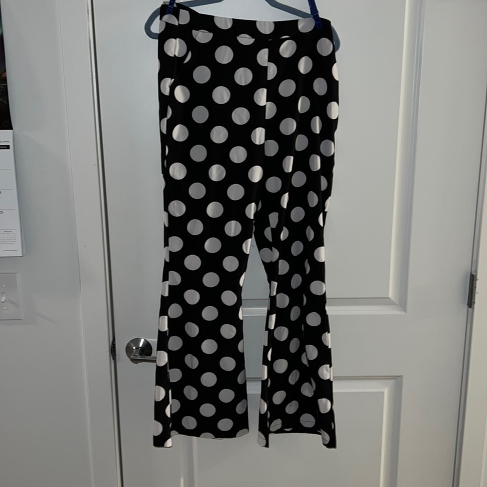 High Waist Polka Dot Flare Leg Pants